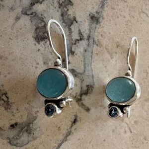 Moonstone and Blue Topaz Silver Earrings